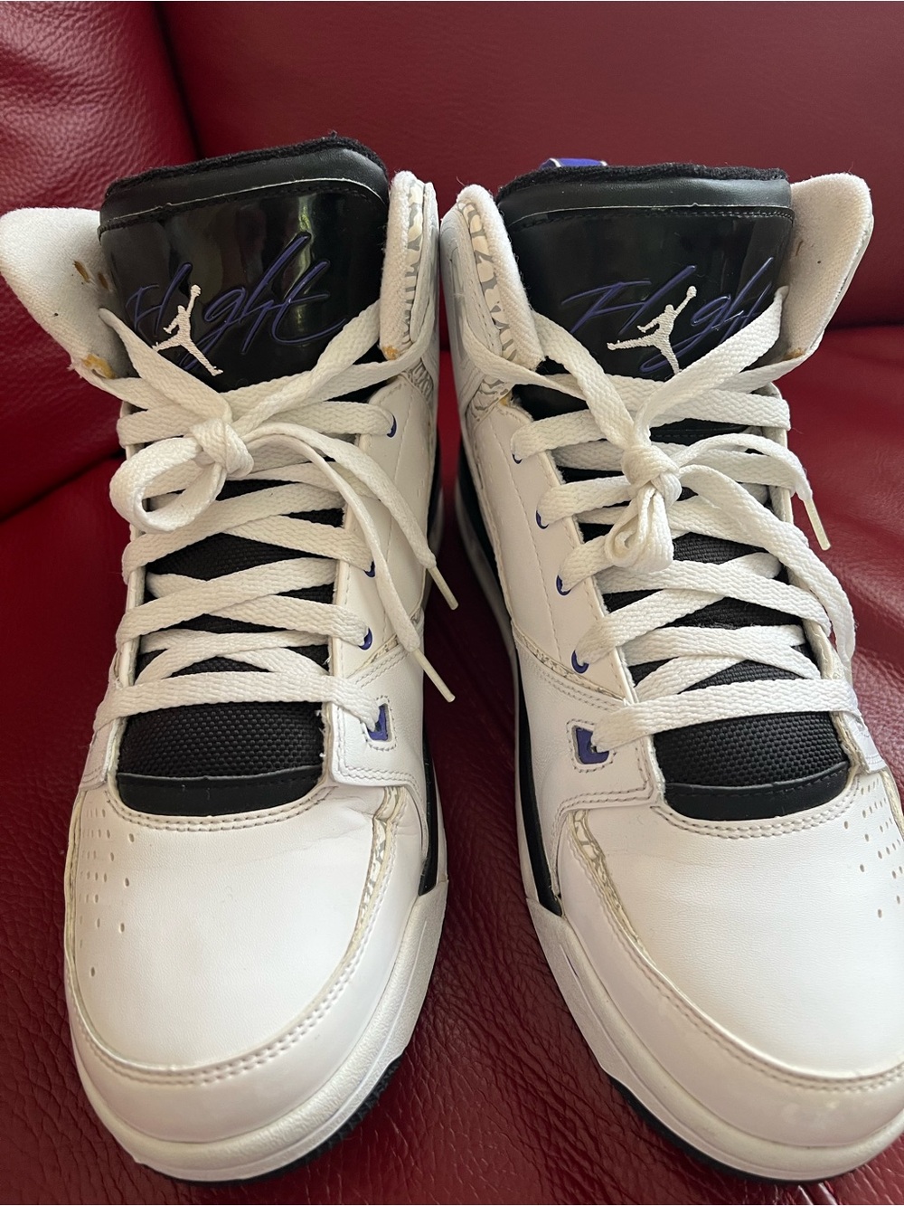Jordan Men’s White Black with Purple Accent High-Top Sneakers